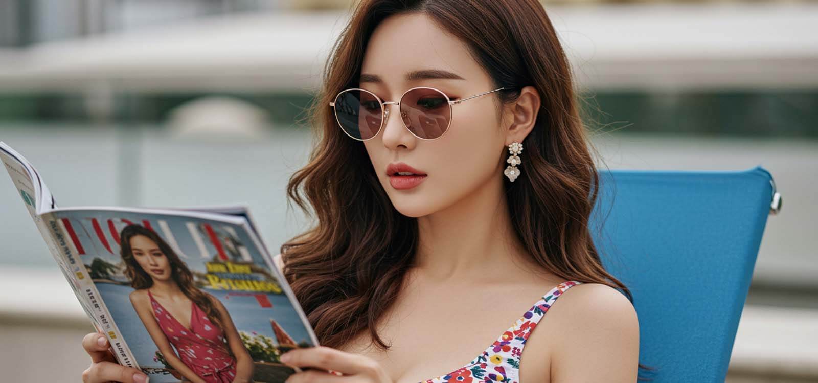 잡지책 읽는 여자